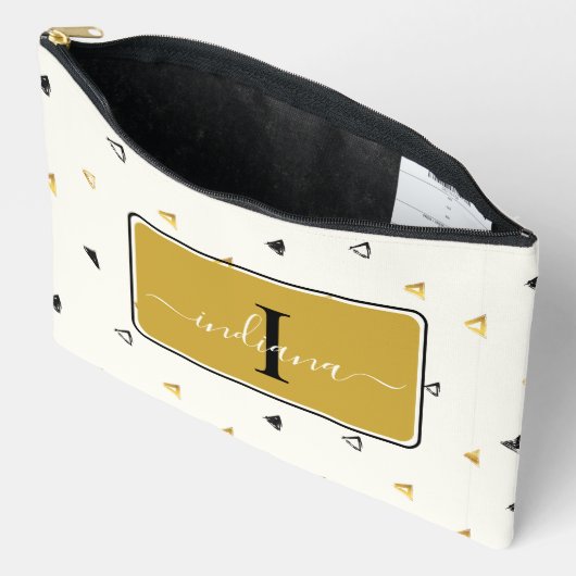 Pochette À Accessoires Script Monogramme moderne Motif Abstrait personnal (Ouvrir)