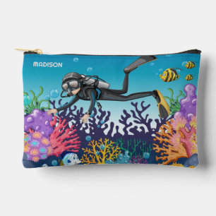 Pochette À Accessoires Scuba Diver nom personnalisé
