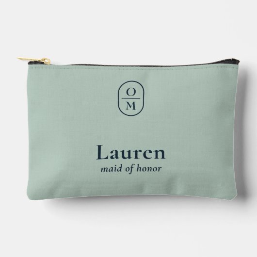 Pochette À Accessoires Seafoam Green | Wedding Monogram Bridesmaid Gift  (Recto)