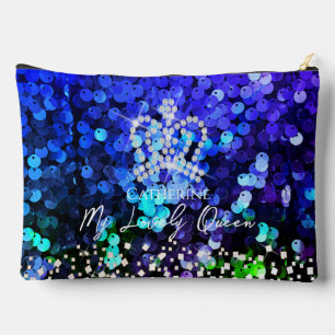 Pochette À Accessoires Séquence de couronne brillante bleu