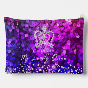 Pochette À Accessoires Séquence de couronne brillante Magenta