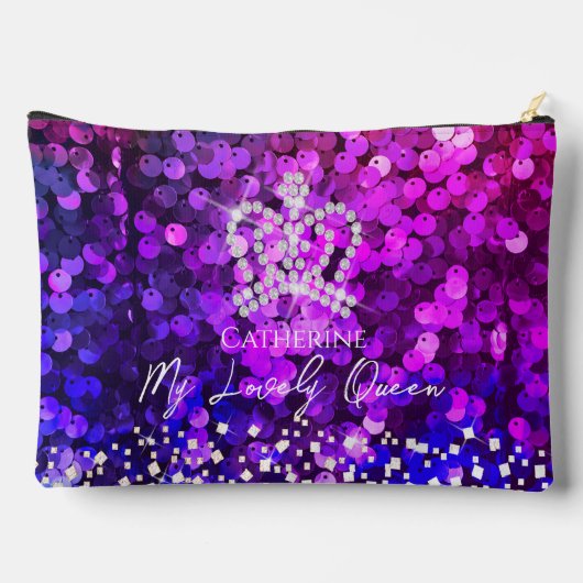 Pochette À Accessoires Séquence de couronne brillante Magenta (Verso)
