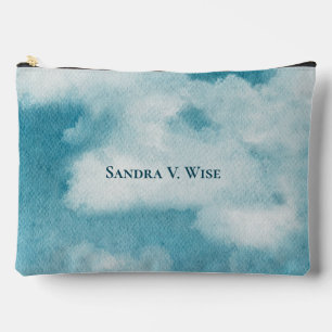 Pochette À Accessoires Serene Horizon Dreams Aquarelle Bleu et blanc