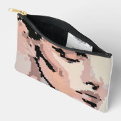 Pochette À Accessoires Sérénité Portrait Moderne Neutre Pixel Art (Ouvrir)