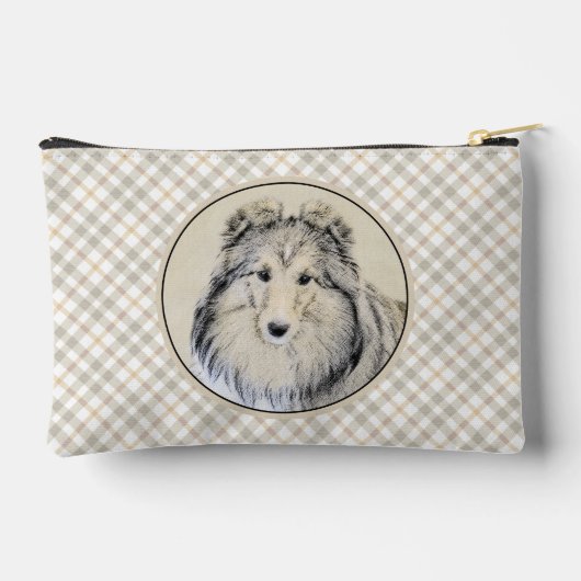 Pochette À Accessoires Shetland Sheepdog Puppy Peinture Sheltie Chien Art (Verso)