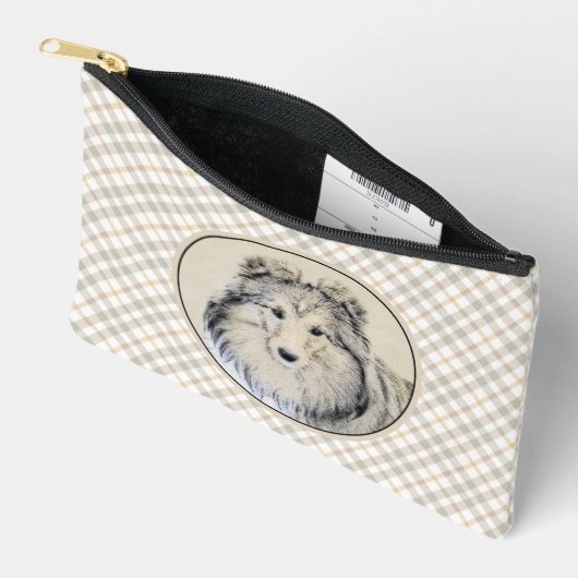 Pochette À Accessoires Shetland Sheepdog Puppy Peinture Sheltie Chien Art (Ouvrir)