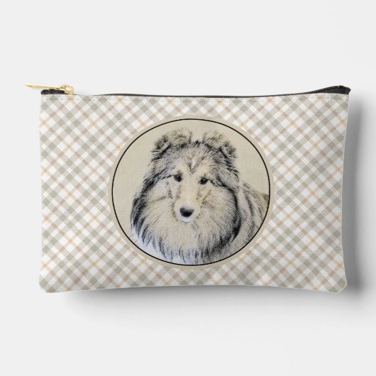 Pochette À Accessoires Shetland Sheepdog Puppy Peinture Sheltie Chien Art (Recto)