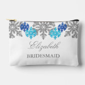 Pochette À Accessoires Silver Blue Snowflakes Mariage d'hiver (Recto)