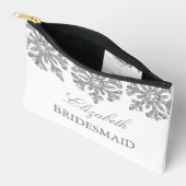 Pochette À Accessoires Silver Snowflakes Mariage d'hiver (Ouvrir)
