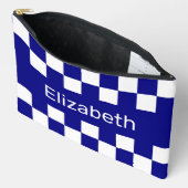 Pochette À Accessoires Simple Blue and White Checkerboard Pattern Name (Ouvrir)