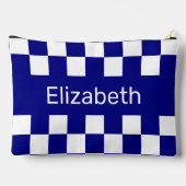 Pochette À Accessoires Simple Blue and White Checkerboard Pattern Name (Verso)
