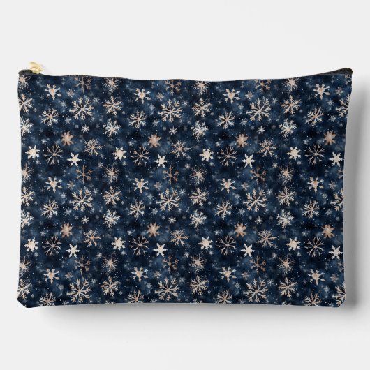 Pochette À Accessoires Simple Dark Blue with Snowflakes (Recto)