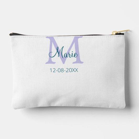 Pochette À Accessoires simple minimum ajouter nom monogramme violet vert (Verso)