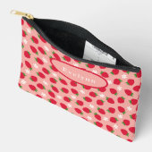Pochette À Accessoires Simple Moderne Motif Fraise Rose (Ouvrir)