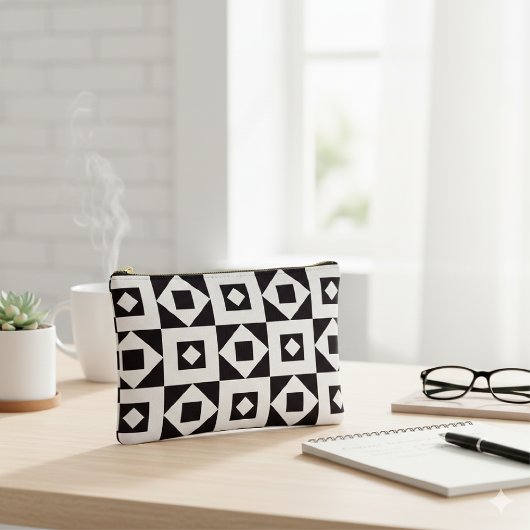 Pochette À Accessoires Simple Patch noir & blanc Impression coupée Coudre