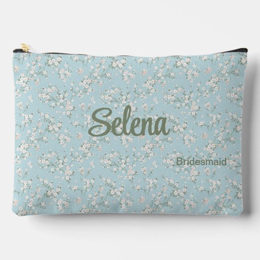 Pochette À Accessoires Sirène florale romantique bleu et blanc (Recto)