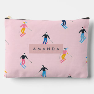 Pochette À Accessoires Skieurs Rétro Pastel Ludiques Personnalisés