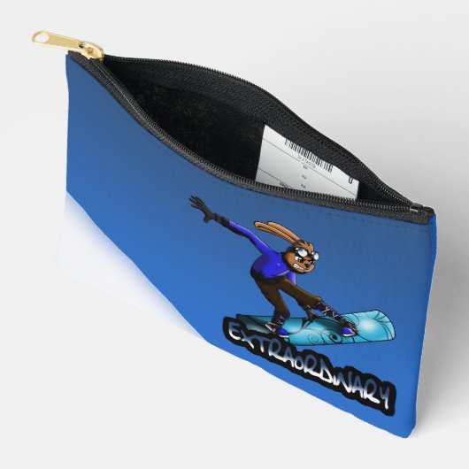 Pochette À Accessoires Snowboardeur lapin (Ouvrir)