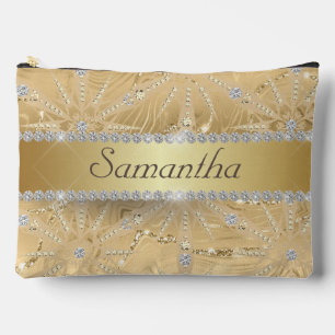 Pochette À Accessoires Snowflake Or Avec Sparkle Diamond Nom Personnalisé