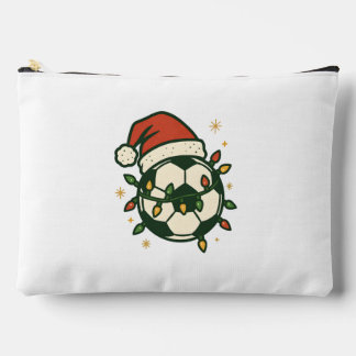 Pochette À Accessoires Soccer Ball Christmas Lights Santa Hat Funny 