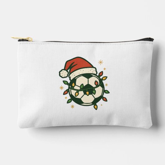 Pochette À Accessoires Soccer Ball Christmas Lights Santa Hat Funny  (Recto)
