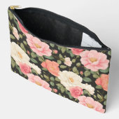 Pochette À Accessoires Soft Pastel Rose Deep Green Feuilles (Ouvrir)