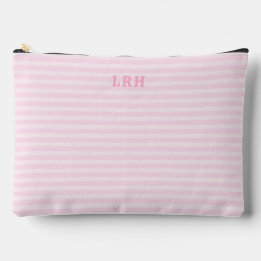 Pochette À Accessoires Soft Pink Stripe Vintage Tiny Initials Monogram