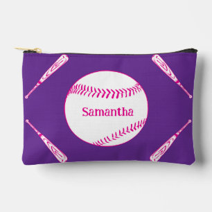 Pochette À Accessoires Softball Bat and Ball Pink and Purple