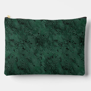 Pochette À Accessoires Soie Moire Petit Motif en Vert Forêt