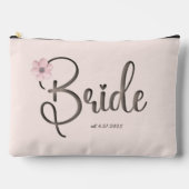Pochette À Accessoires Soirée de mariée en caligraphie florale rose (Recto)