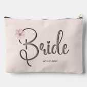 Pochette À Accessoires Soirée de mariée en caligraphie florale rose (Verso)