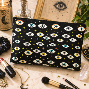 Pochette À Accessoires Sorcière Occulte Gothique aux Yeux Flippants
