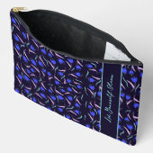 Pochette À Accessoires Spring Floral Pattern on Dark Blue Background (Ouvrir)