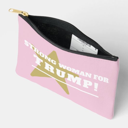 Pochette À Accessoires Strong Woman for Trump Pink (Ouvrir)