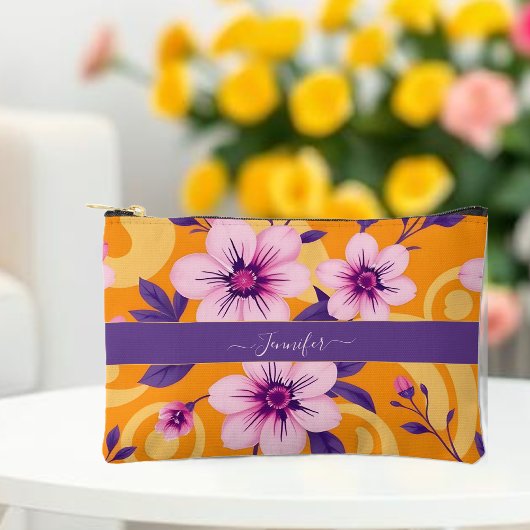 Pochette À Accessoires Style Floral-Dopamine Été Vibrant -