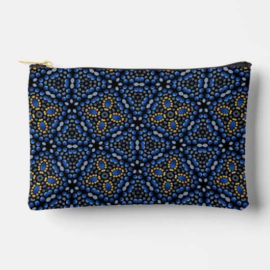 Pochette À Accessoires Style Girly Blue & Gold Dot Art Mandala Motif (Recto)
