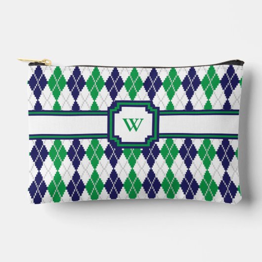 Pochette À Accessoires Sur le vert Argyle (Recto)