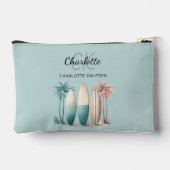 Pochette À Accessoires Surf planches palmiers rétro aqua turquoise (Verso)