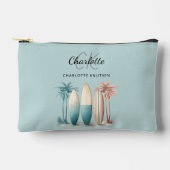 Pochette À Accessoires Surf planches palmiers rétro aqua turquoise (Recto)