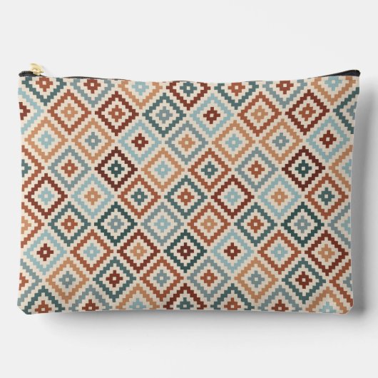 Pochette À Accessoires Symbole bloc aztèque Motifs Teals Crm Terracottas (Recto)