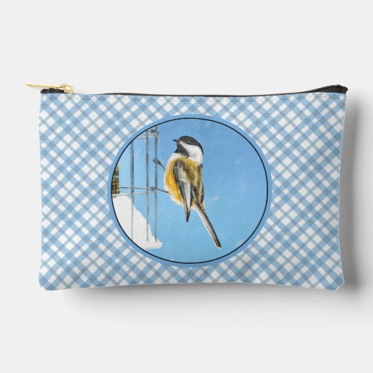 Pochette À Accessoires Tableau de la mangeoire d'hiver de chickadee Oisea (Recto)