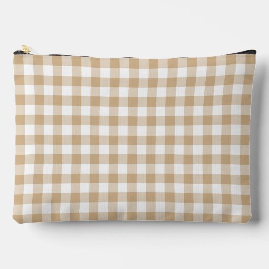 Pochette À Accessoires Tan Beige White Gingham Plaid (Recto)