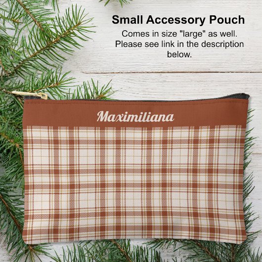 Pochette À Accessoires Tartan - Brown de ciment - PETITE poche d'accessoi