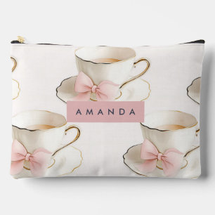Pochette À Accessoires Tasse à thé à motif coquette élégant personnalisé