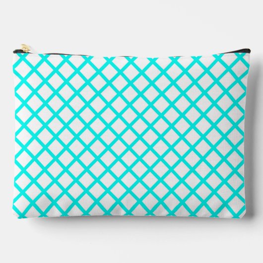 Pochette À Accessoires Teal White Harlequin Diamond Stripes Pattern Large (Recto)