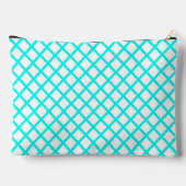 Pochette À Accessoires Teal White Harlequin Diamond Stripes Pattern Large (Verso)