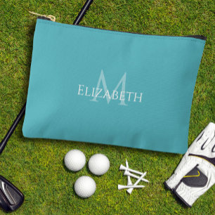 Pochette À Accessoires Tee de golf golfeur sarcelle monogramme accessoire