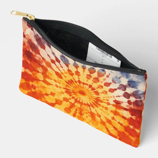Pochette À Accessoires Teinture rouge orange bleue (Ouvrir)