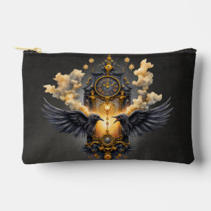 Pochette À Accessoires Témoins éternels – Horloge du destin cramoisi.