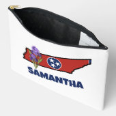 Pochette À Accessoires Tennessee Drapeau et Fleur pourpre Iris Texte pers (Ouvrir)